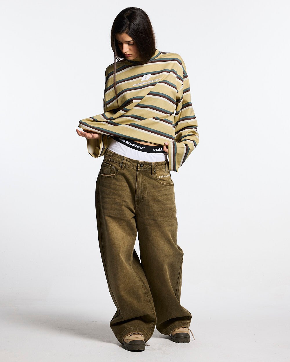 RAY CURVED LONGSLEEVE YELLOW & BROWN - Cold Culture