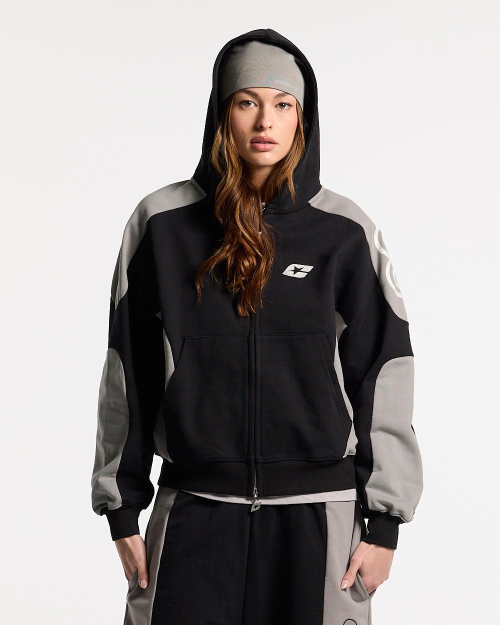 RIDER ZIP HOODIE BLACK & GREY - Cold Culture #woman