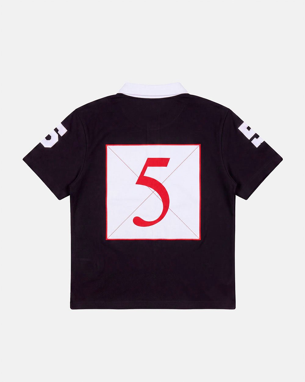 RIDING CLUB POLO BLACK - black embroidered polo shirt, back view - Cold Culture