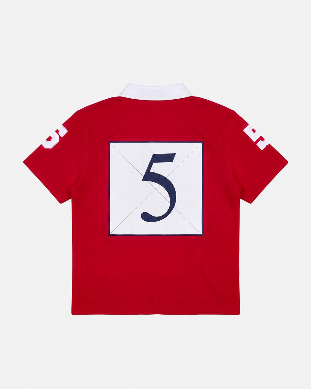 RIDING CLUB POLO RED - red embroidered polo shirt, back view - Cold Culture