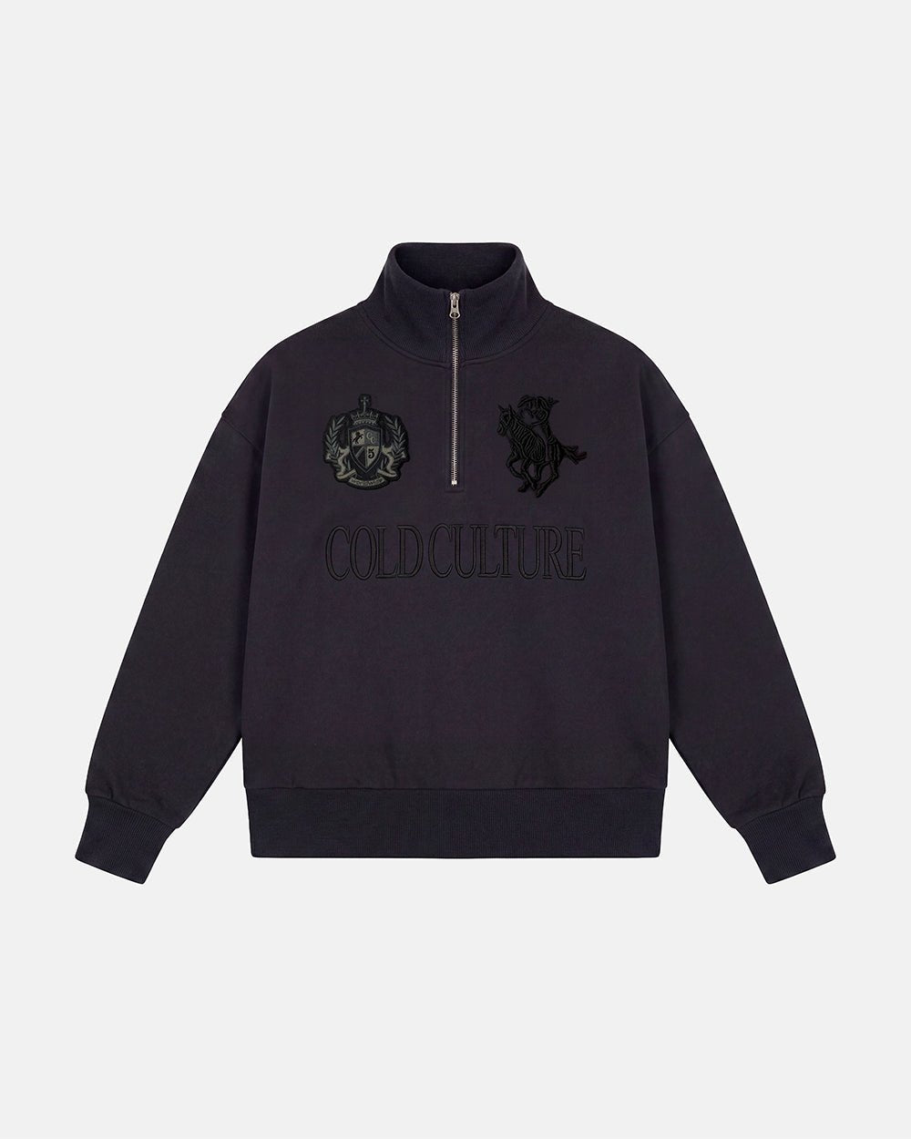RIDING CLUB QUARTER ZIP KNIT DARK GREY - Cold Culture