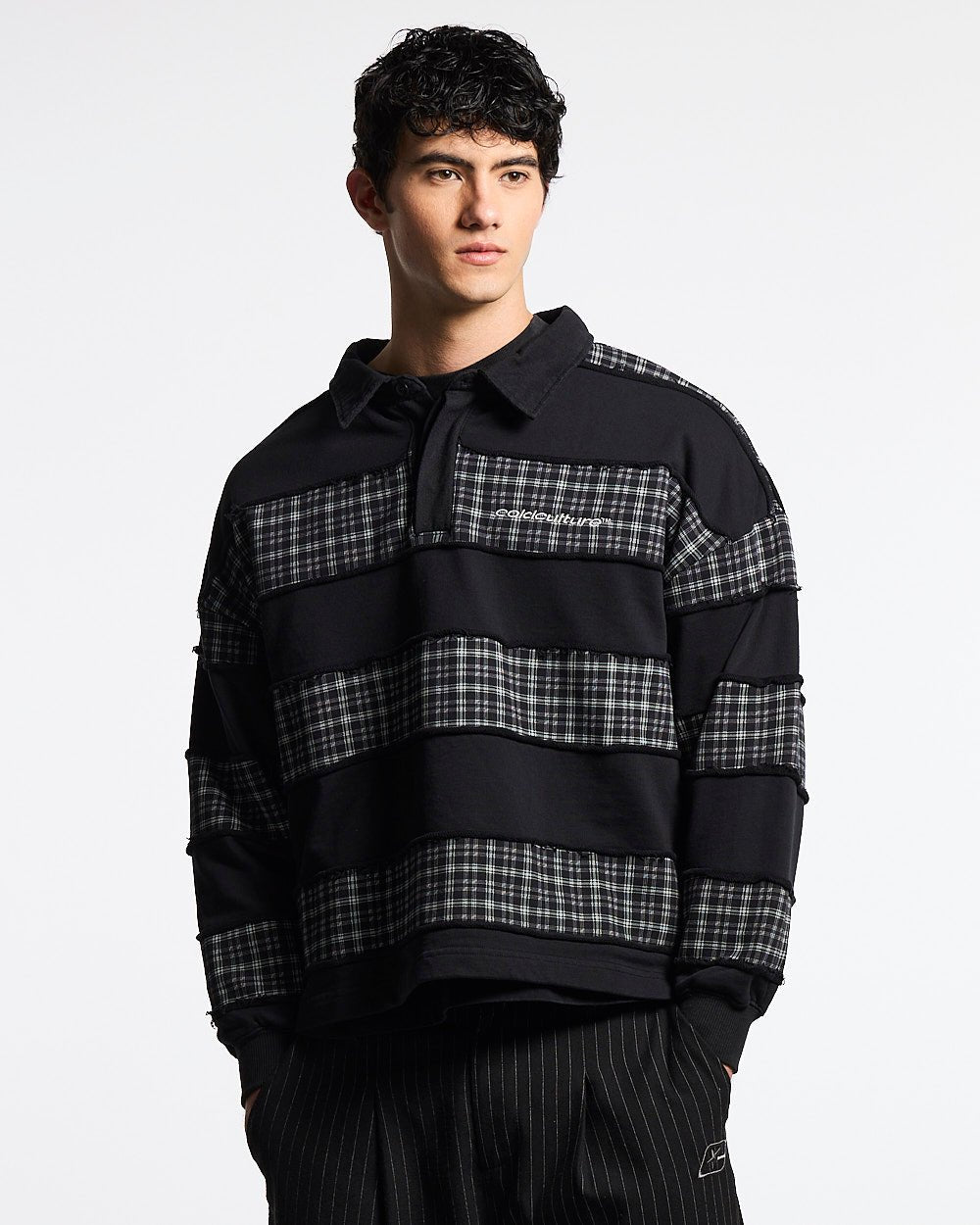 RIPPED LONGSLEEVE POLO BLACK - Cold Culture #man