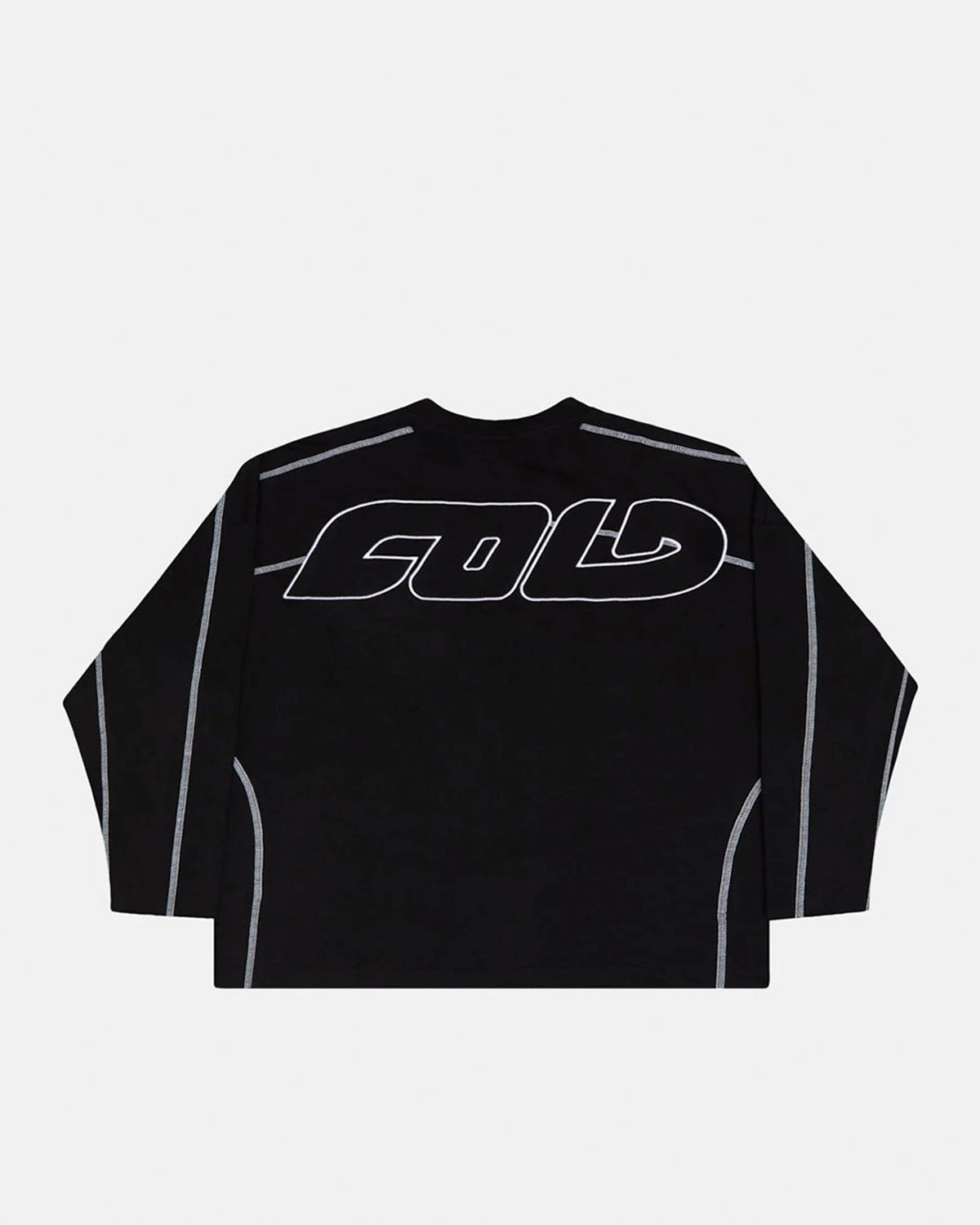 ROLLER LONGSLEEVE TEE BLACK - black oversized longsleeve tee, back view - Cold Culture #packshot