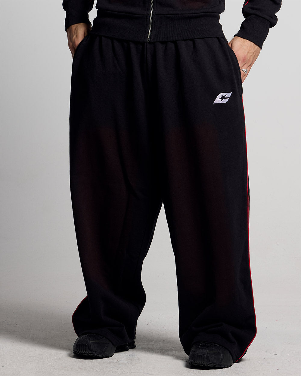 SAVAGE WASHED PANTS BLACK & RED - Cold Culture #man