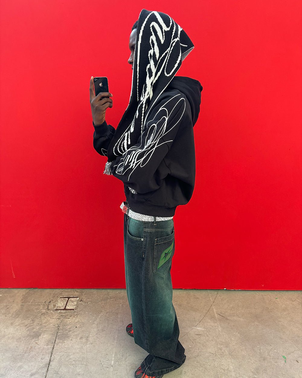 SCRIPT DOUBLE SIDE SCARF BLACK & WHITE - COLD CULTURE