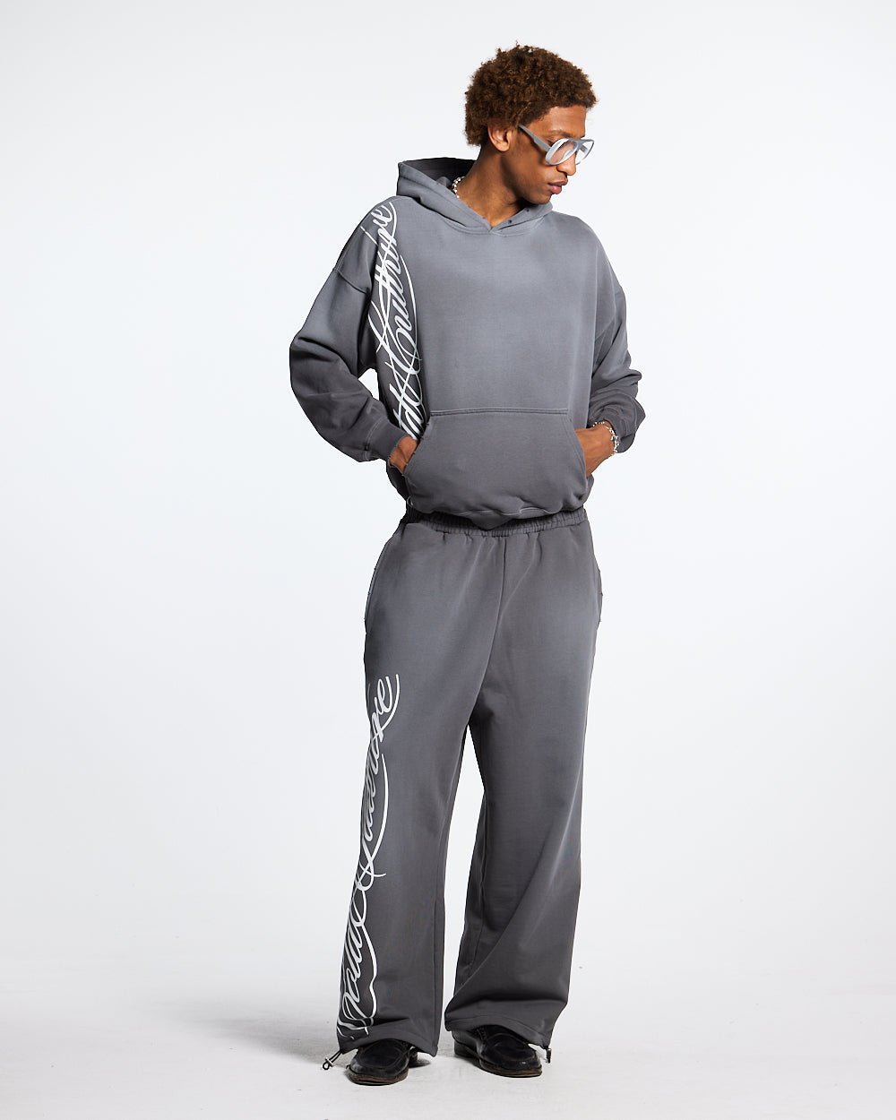 SCRIPT HOODIE ANTRACITE GREY - COLD CULTURE