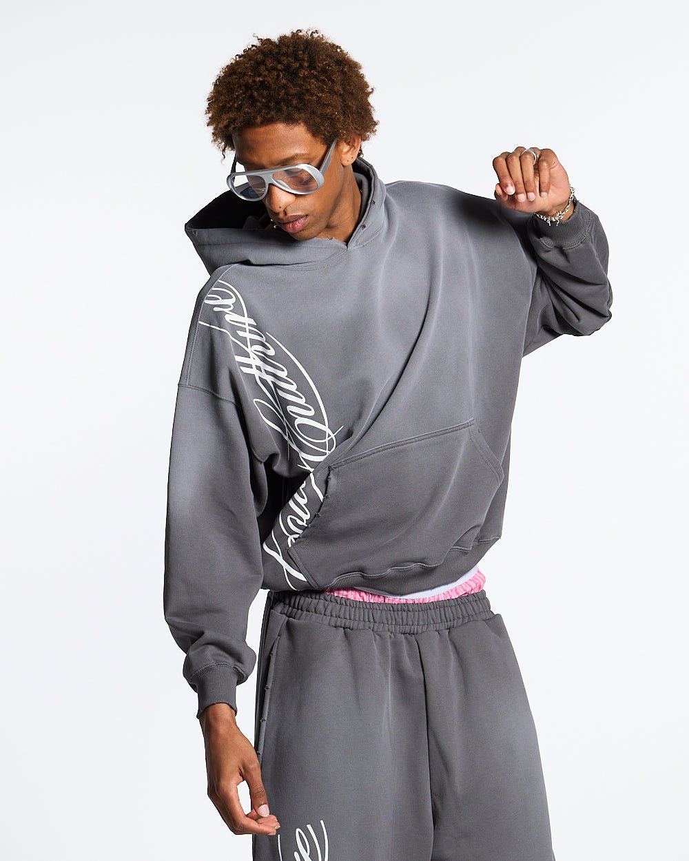 SCRIPT HOODIE ANTRACITE GREY - COLD CULTURE