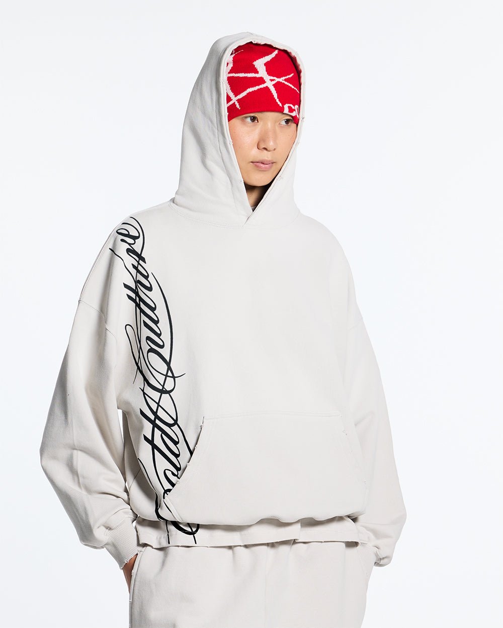 SCRIPT HOODIE LIGHT GREY - COLD CULTURE