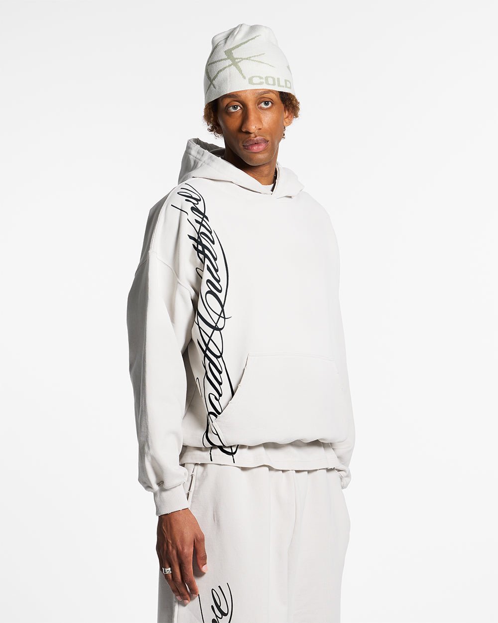 SCRIPT HOODIE LIGHT GREY - COLD CULTURE