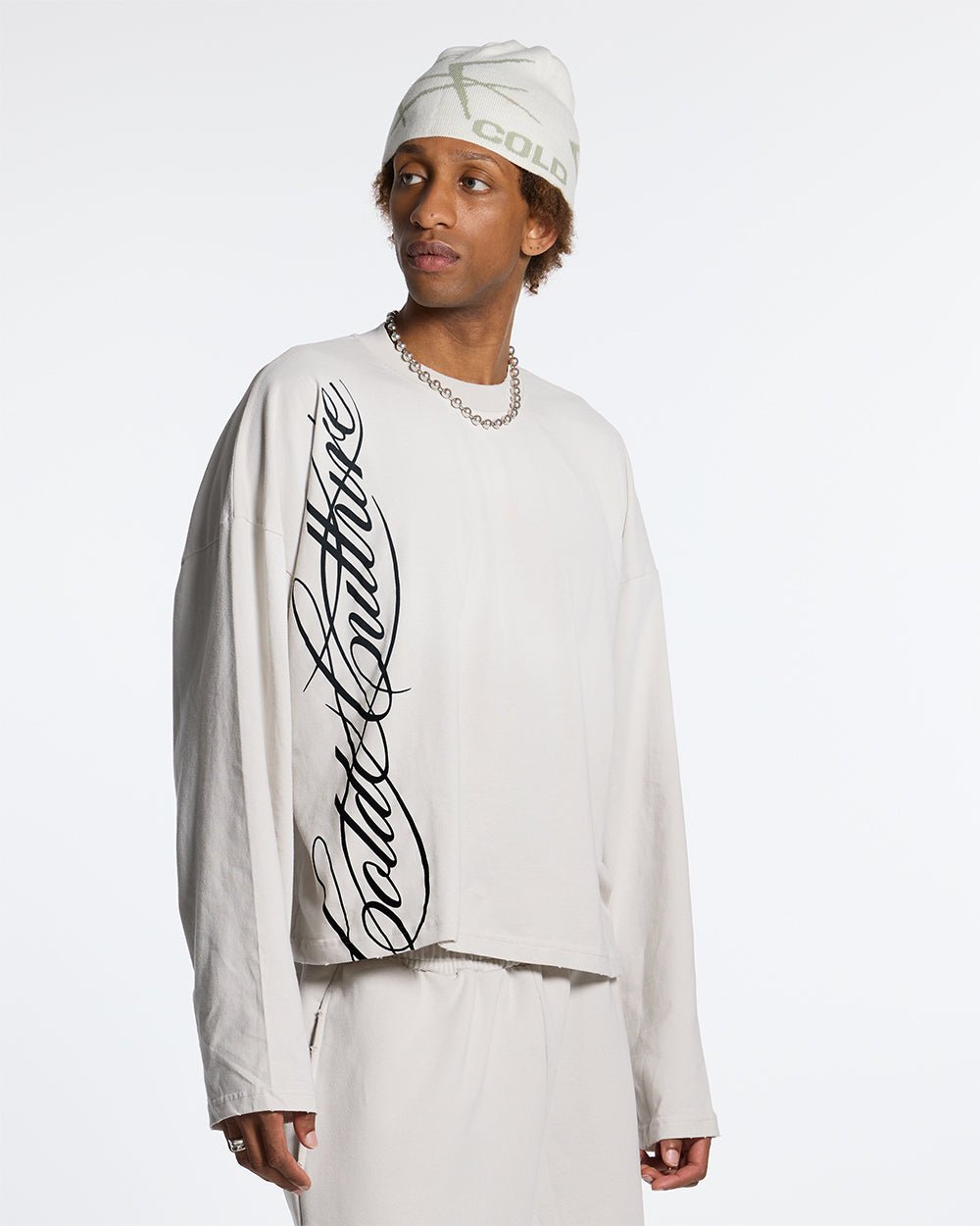 SCRIPT LONGSLEEVE TEE LIGHT GREY - COLD CULTURE
