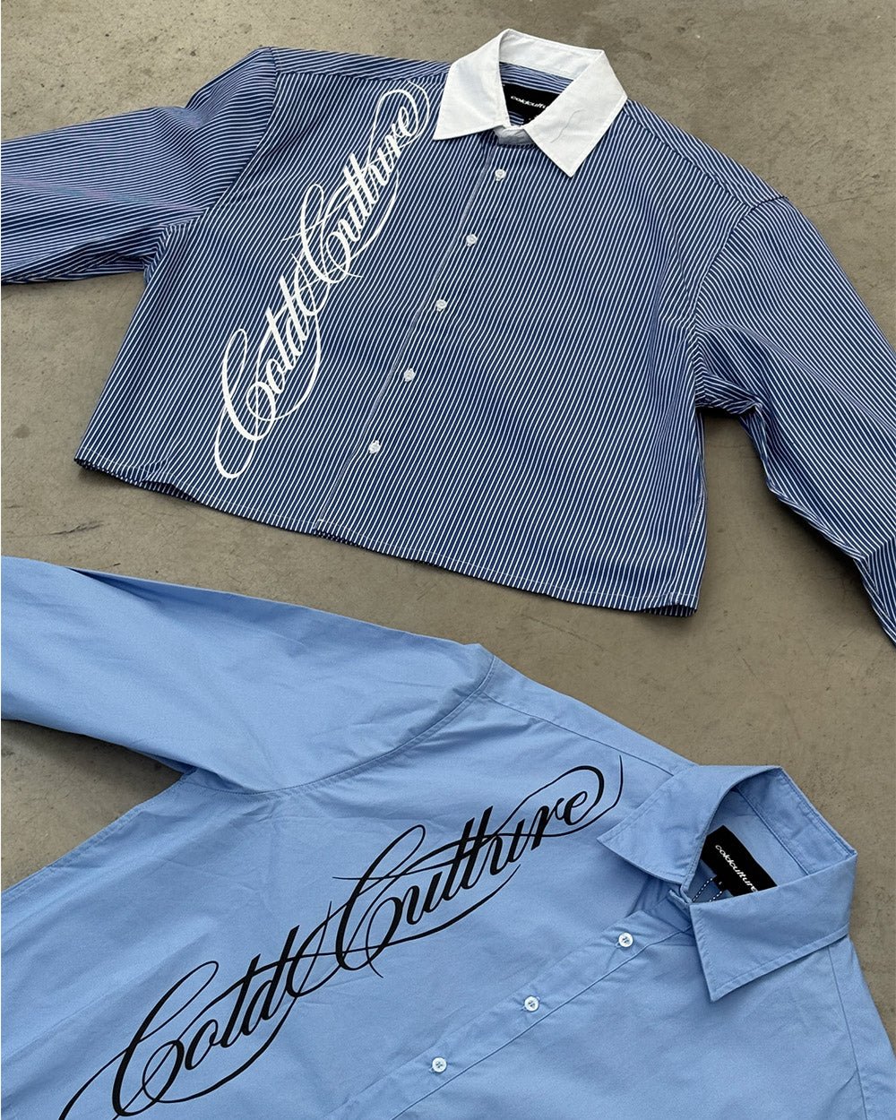 SCRIPT SHIRT BLUE & WHITE - Cold Culture
