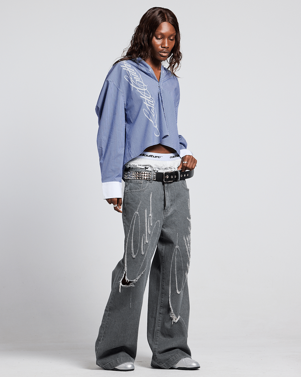 SCRIPT SHIRT BLUE & WHITE - Cold Culture