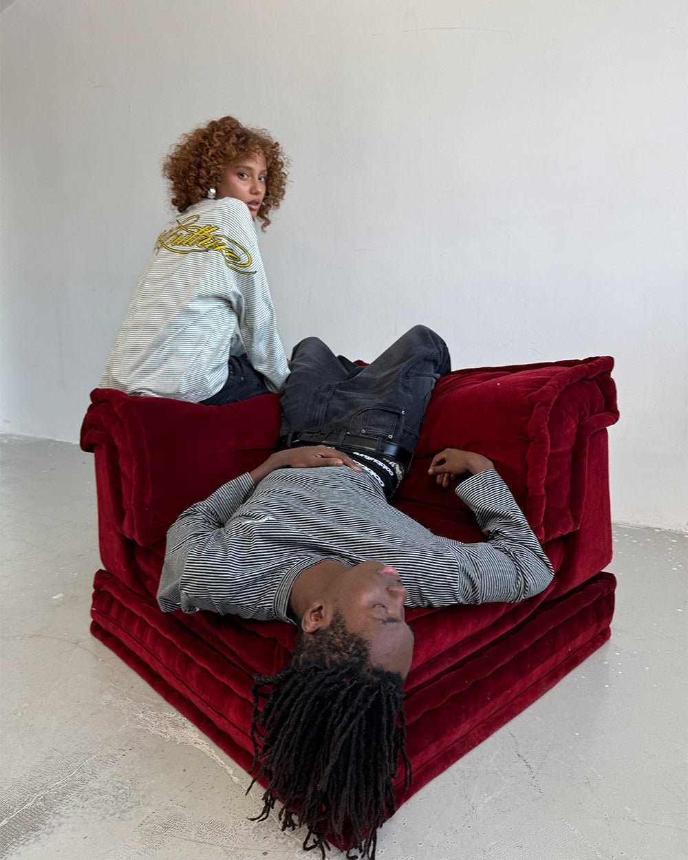 SCRIPT STRIPES LONGSLEEVE GREY - Cold Culture