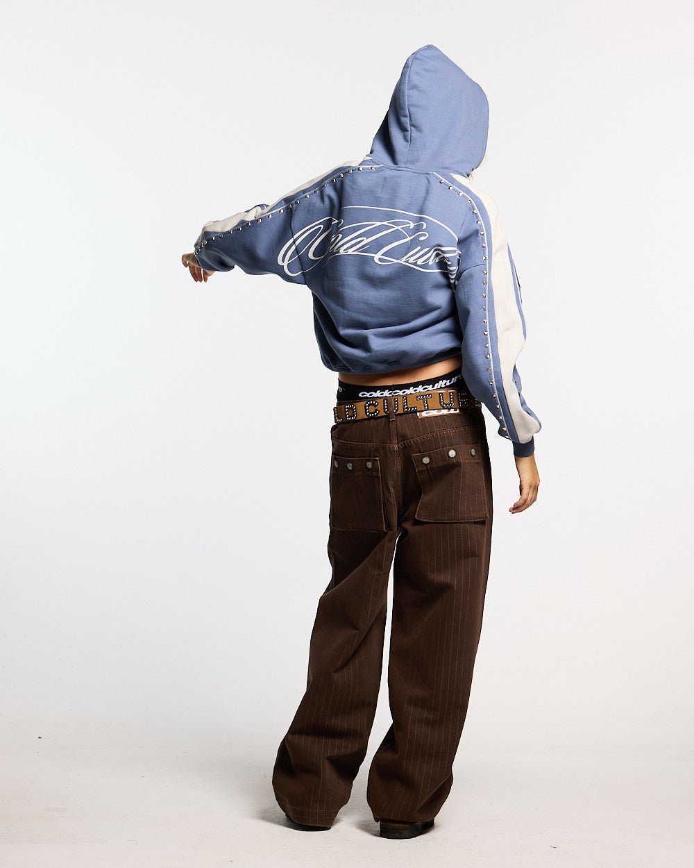 SCRIPT STUDS HOODIE BLUE - Cold Culture #woman
