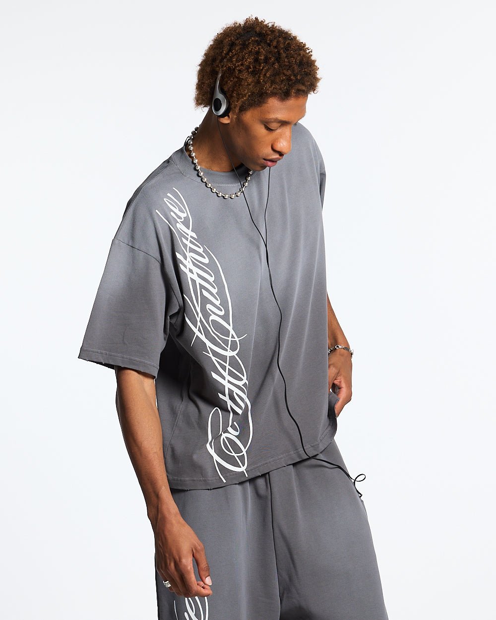 SCRIPT TEE ANTRACITE GREY - COLD CULTURE