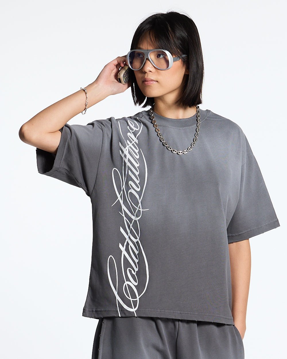 SCRIPT TEE ANTRACITE GREY - COLD CULTURE