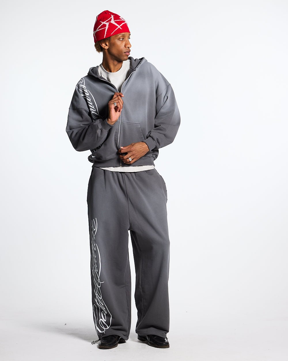 SCRIPT ZIP HOODIE ANTRACITE GREY - COLD CULTURE