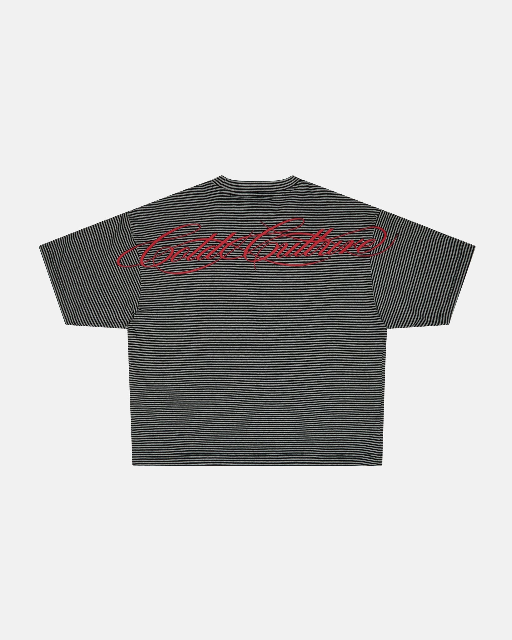 SCRIPTED STRIPES TEE BLACK - Cold Culture