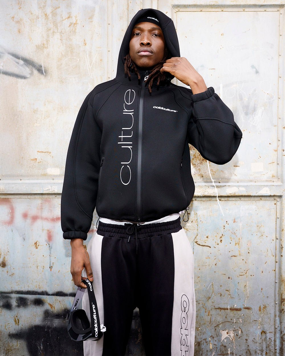 SCUBA ZIP HOODIE GREY & BLACK - Cold Culture