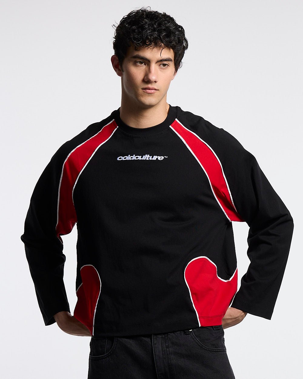 SLIDER LONGSLEEVE TEE BLACK & RED - Cold Culture #man