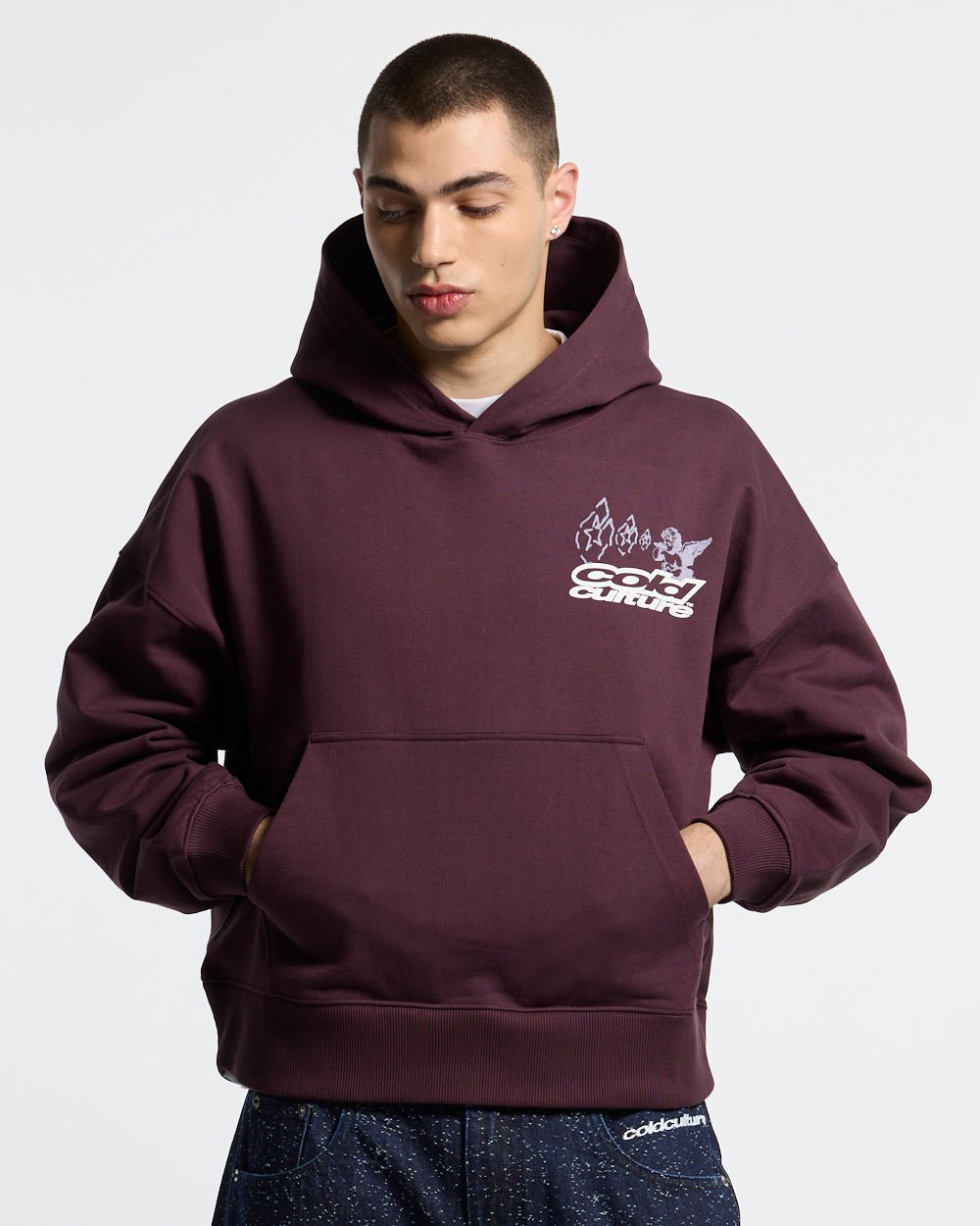 SMOKING ANGEL HOODIE BURGUNDY - Cold Culture #man