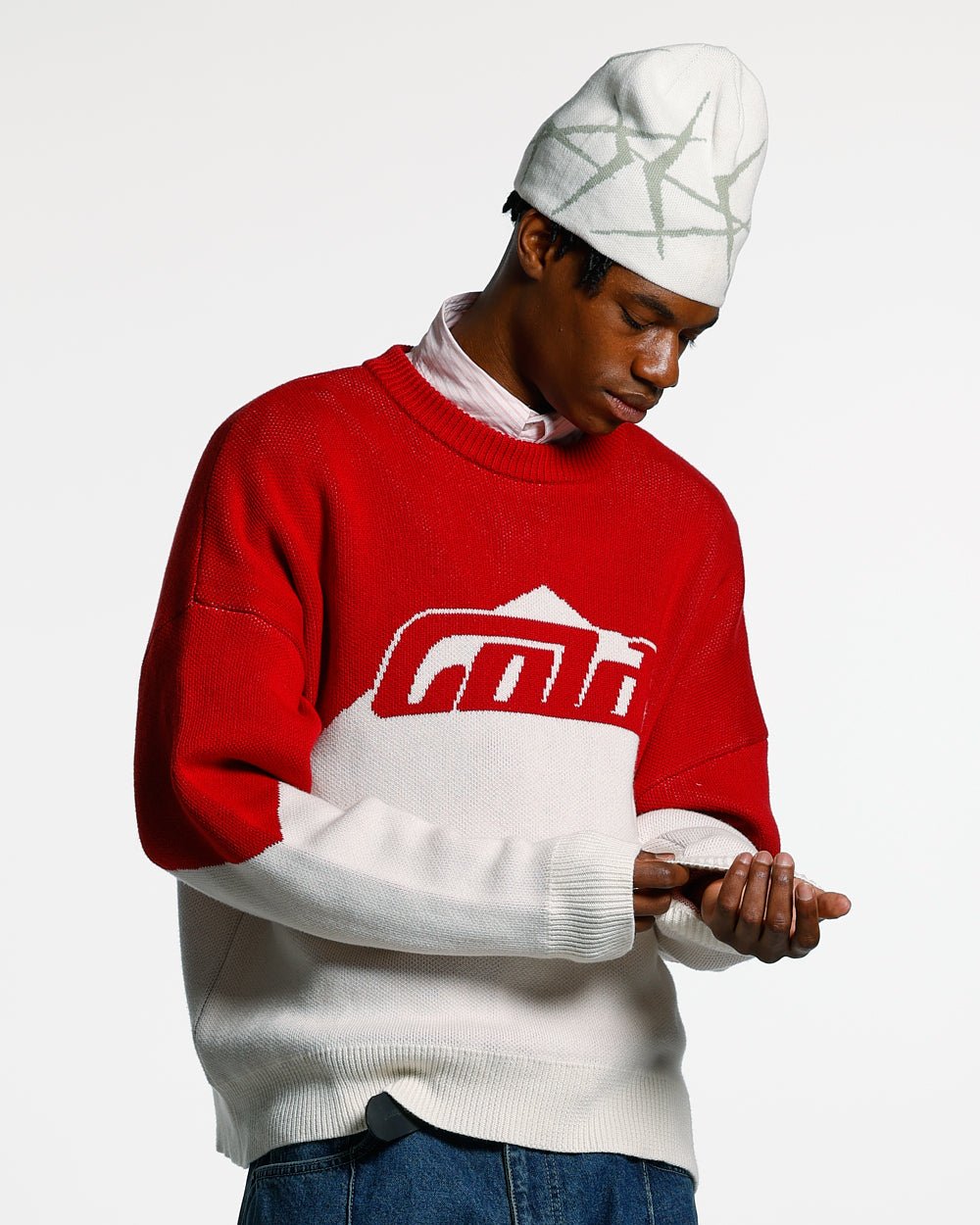 SMOKING KNIT RED/BEIGE - COLD CULTURE