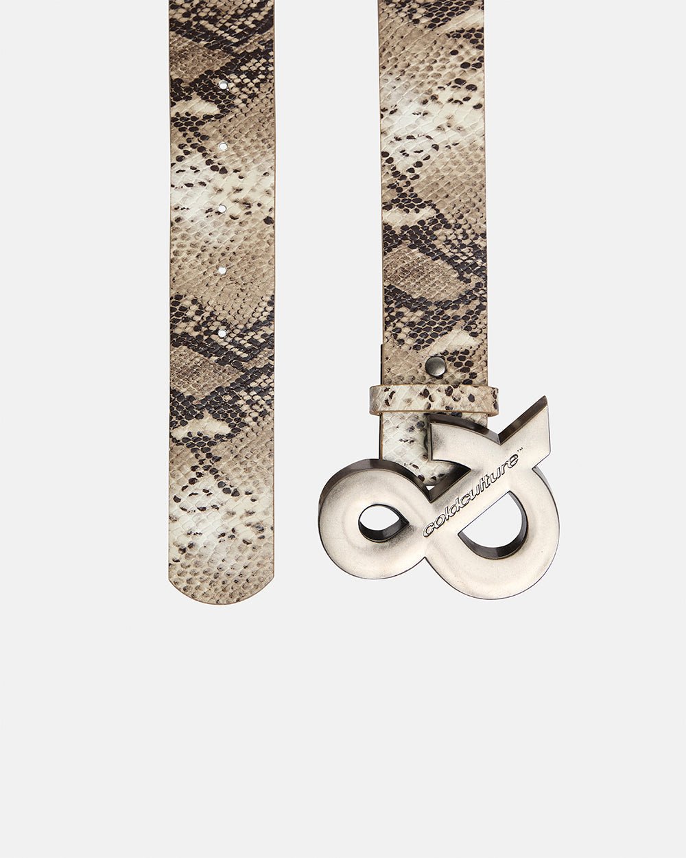 SNAKE & SKIN LEATHER BELT BEIGE - Cold Culture