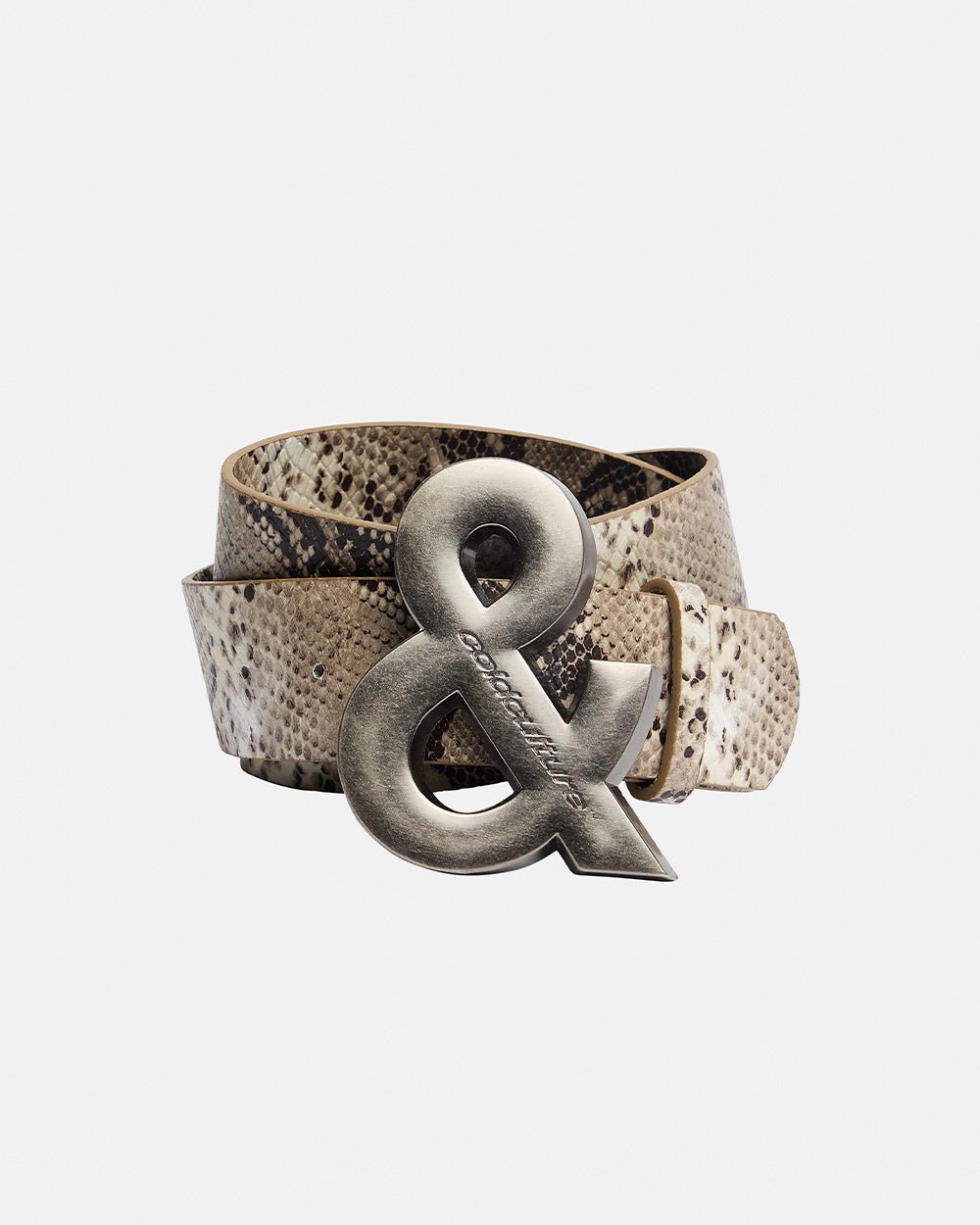SNAKE & SKIN LEATHER BELT BEIGE - Cold Culture
