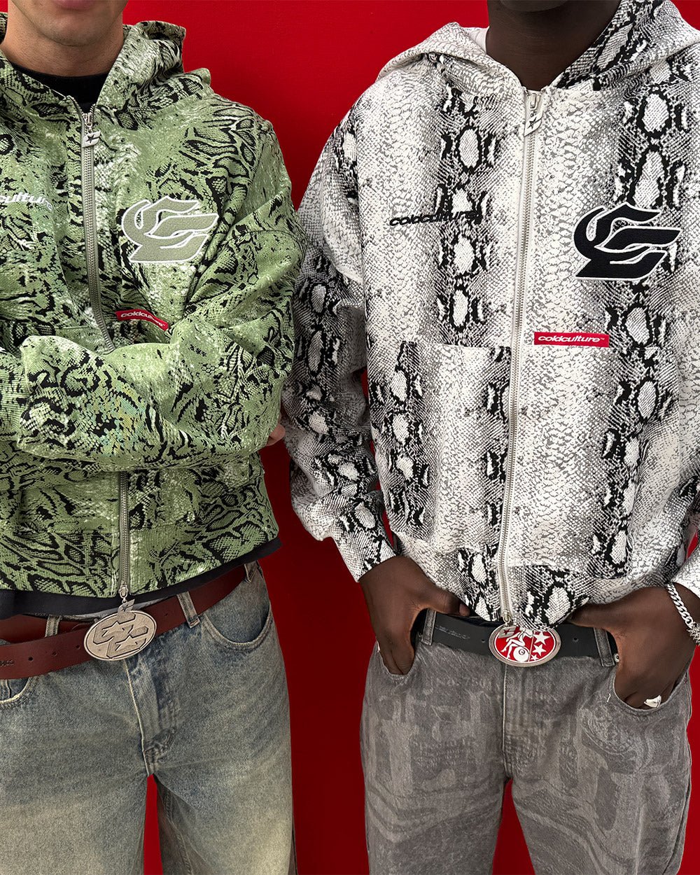 SNAKE ZIP HOODIE GREEN & BLACK - Cold Culture