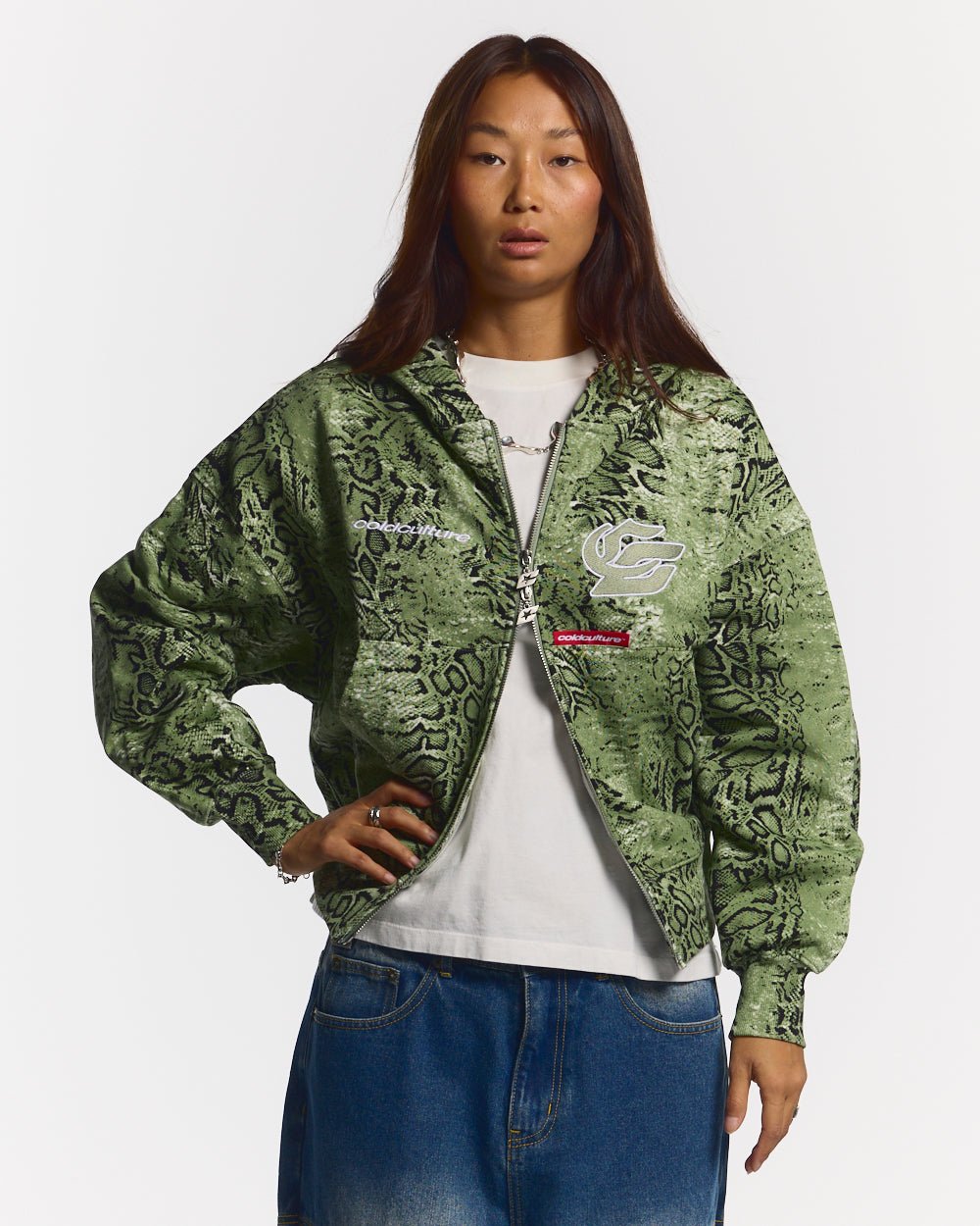 SNAKE ZIP HOODIE GREEN & BLACK - Cold Culture