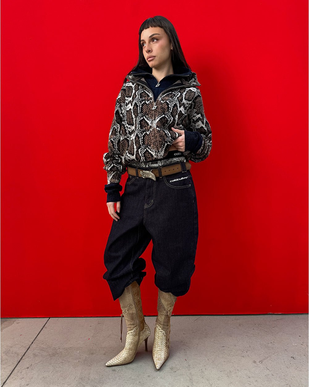 SNAKE ZIP KNIT BROWN - Cold Culture