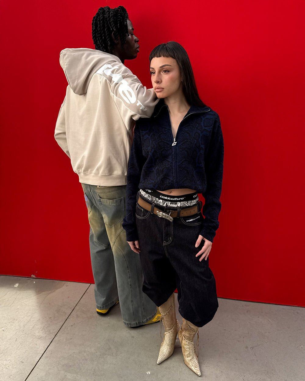 SNAKE ZIP KNIT DARK BLUE - Cold Culture