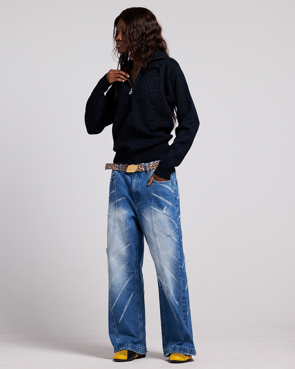 SNAKE ZIP KNIT DARK BLUE - Cold Culture