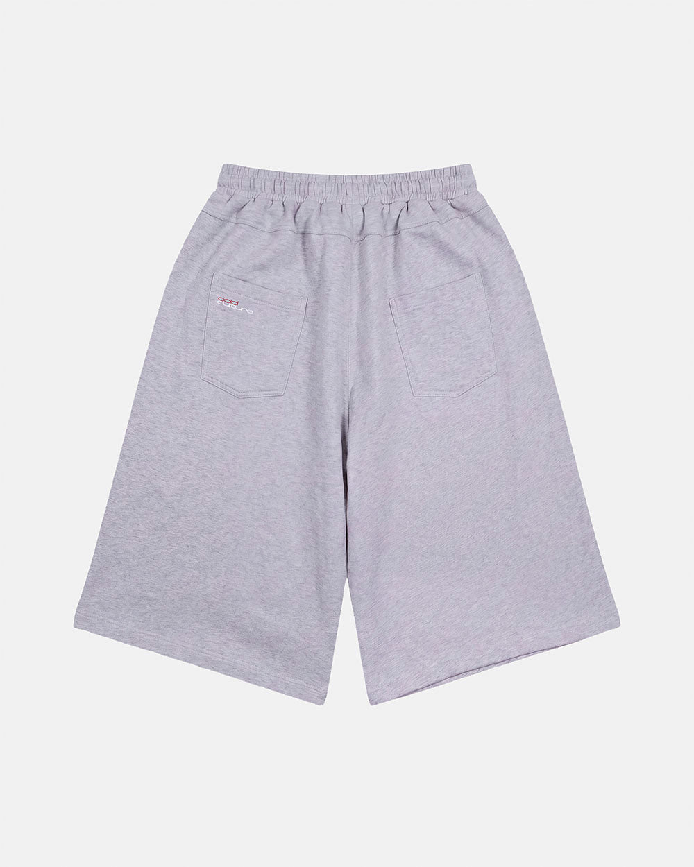 SNAPPED V2 JORTS HEATHER GREY - heather grey oversized sweat shorts, back view - Cold Culture