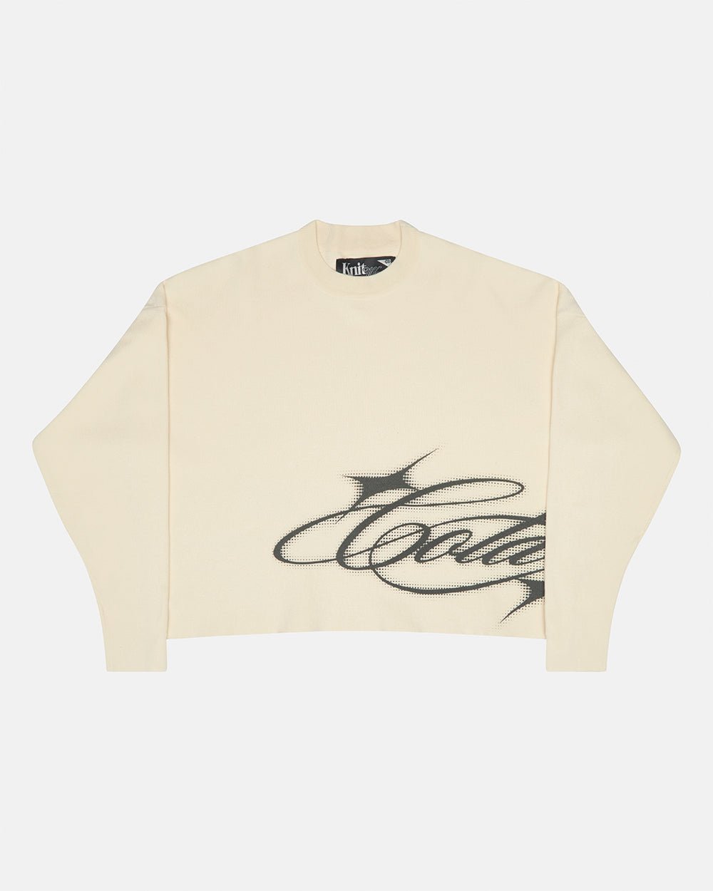 SPARKLY SCRIPT KNIT OFF WHITE