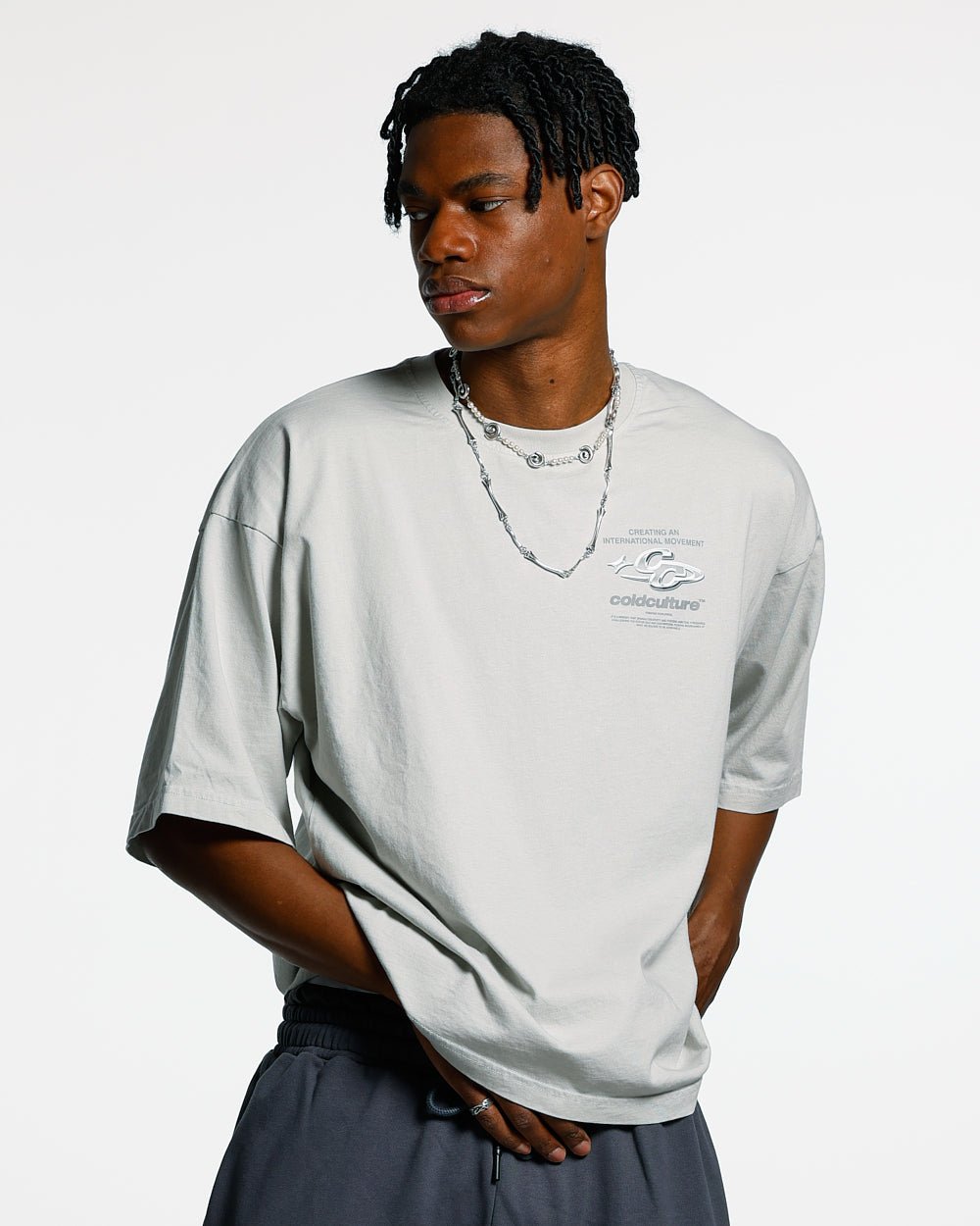 SPARKLY TEE LIGHT GREY - COLD CULTURE