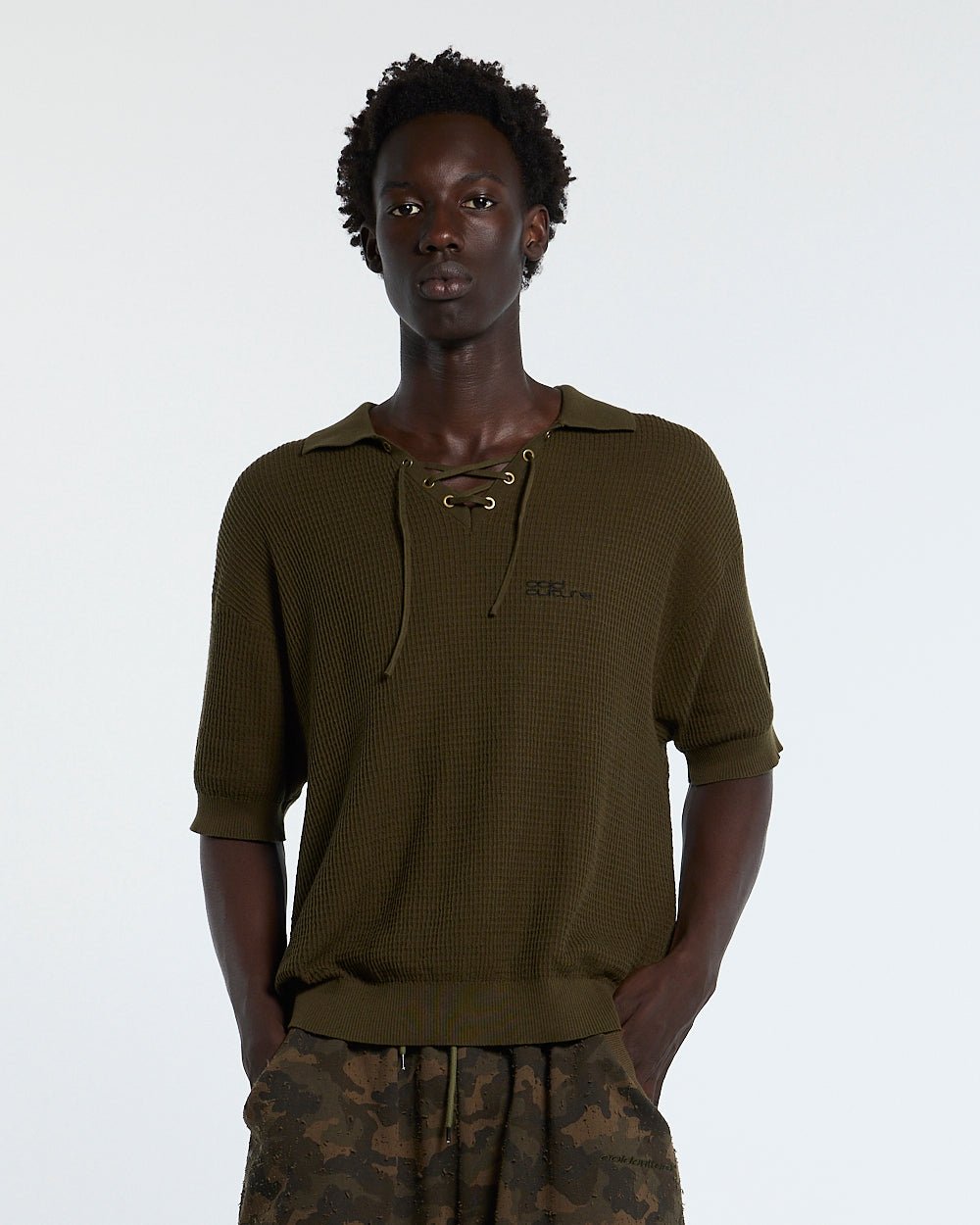 SPARROW KNIT POLO GREEN
