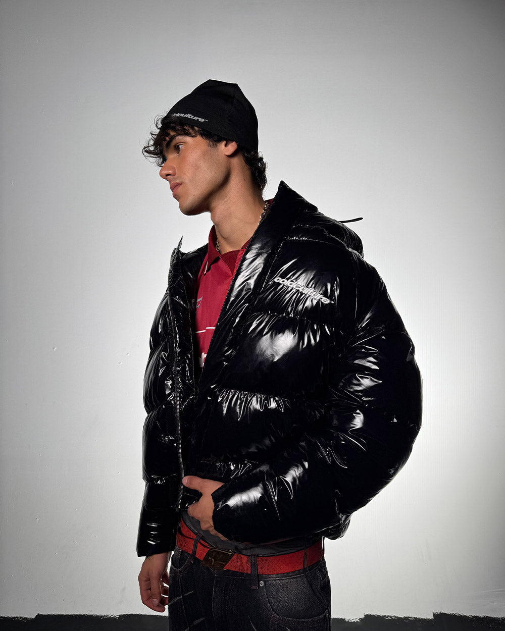 SPIRAL PUFFER GLOSSY BLACK - Cold Culture