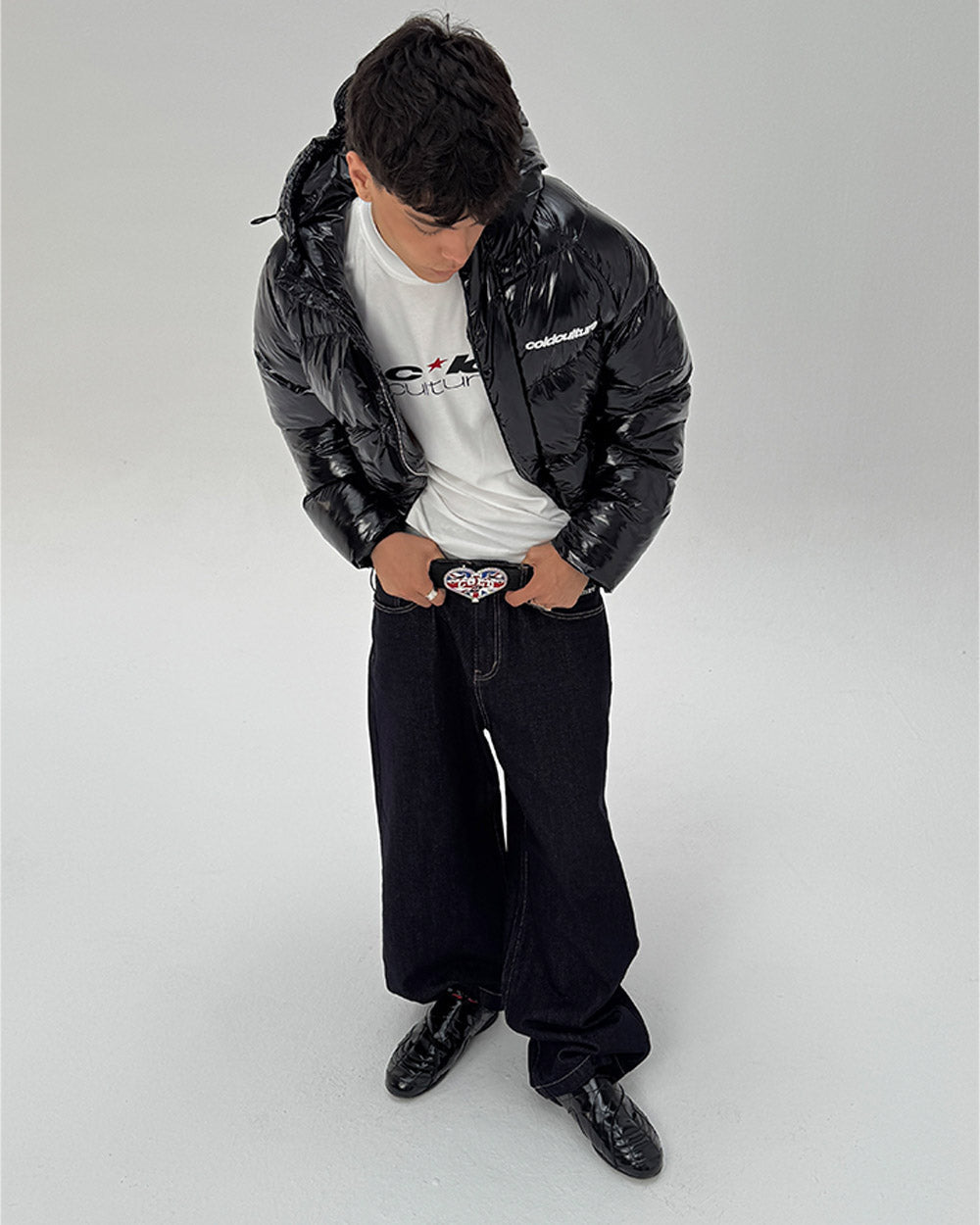 SPIRAL PUFFER GLOSSY BLACK - Cold Culture