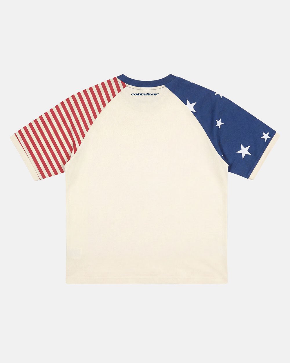 STARRY NIGHT TEE WHITE - white american flag tee, back view - Cold Culture