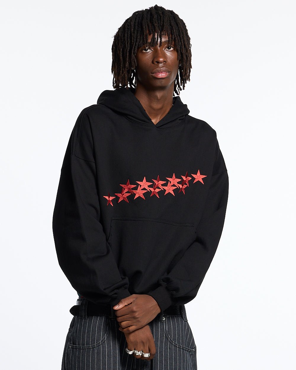 STARS HOODIE BLACK & RED - COLD CULTURE