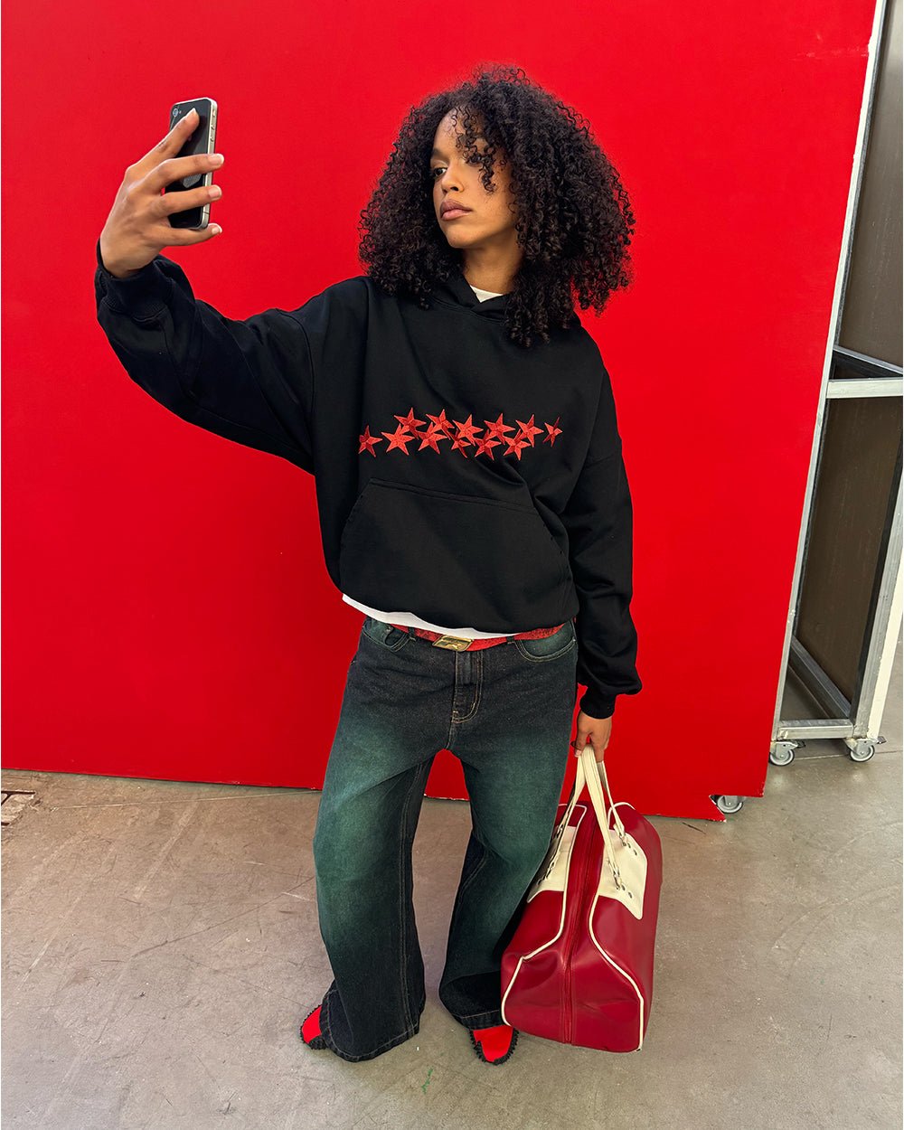 STARS HOODIE BLACK & RED - COLD CULTURE