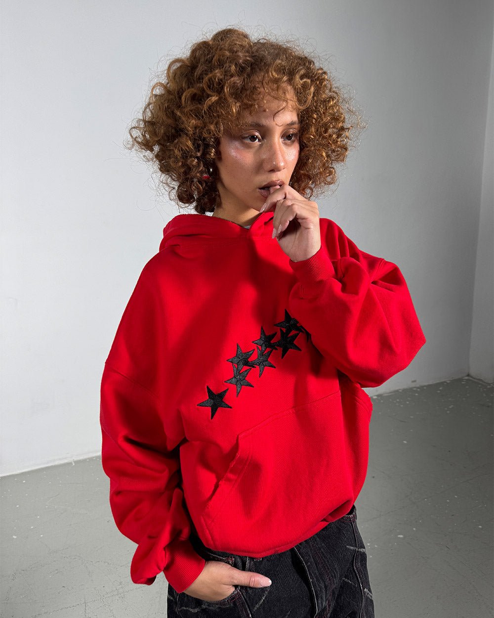 STARS HOODIE RED & BLACK - Cold Culture