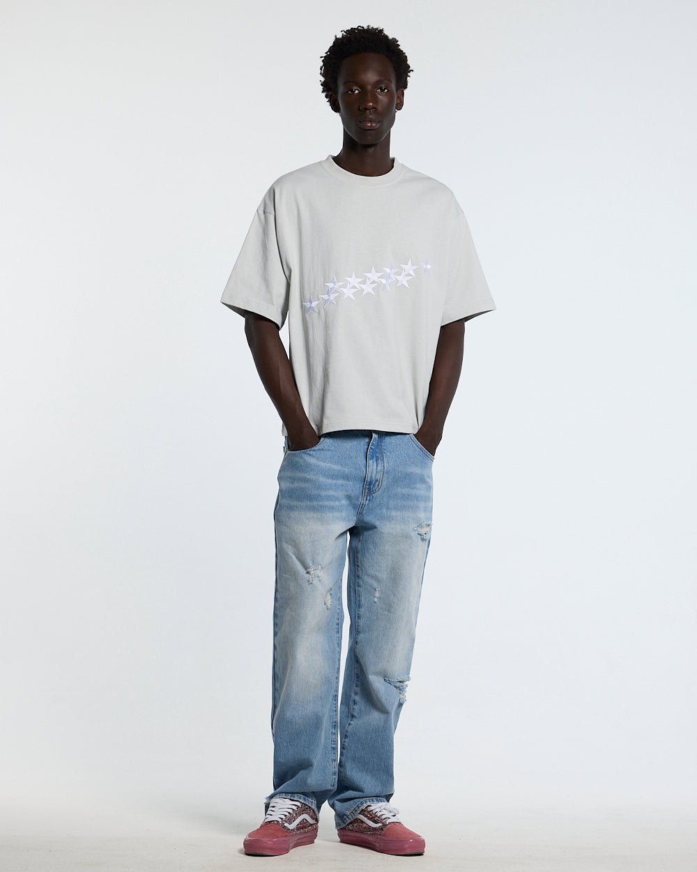 STARS TEE PALE GREY - Cold Culture