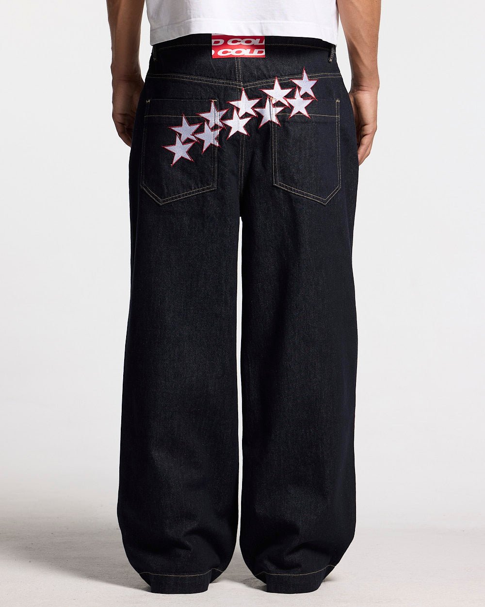 coldculture未使用 デニム スター バギー リジット 赤 紺 メンズ STARS V2 PANTS RAW BLUE DENIM
