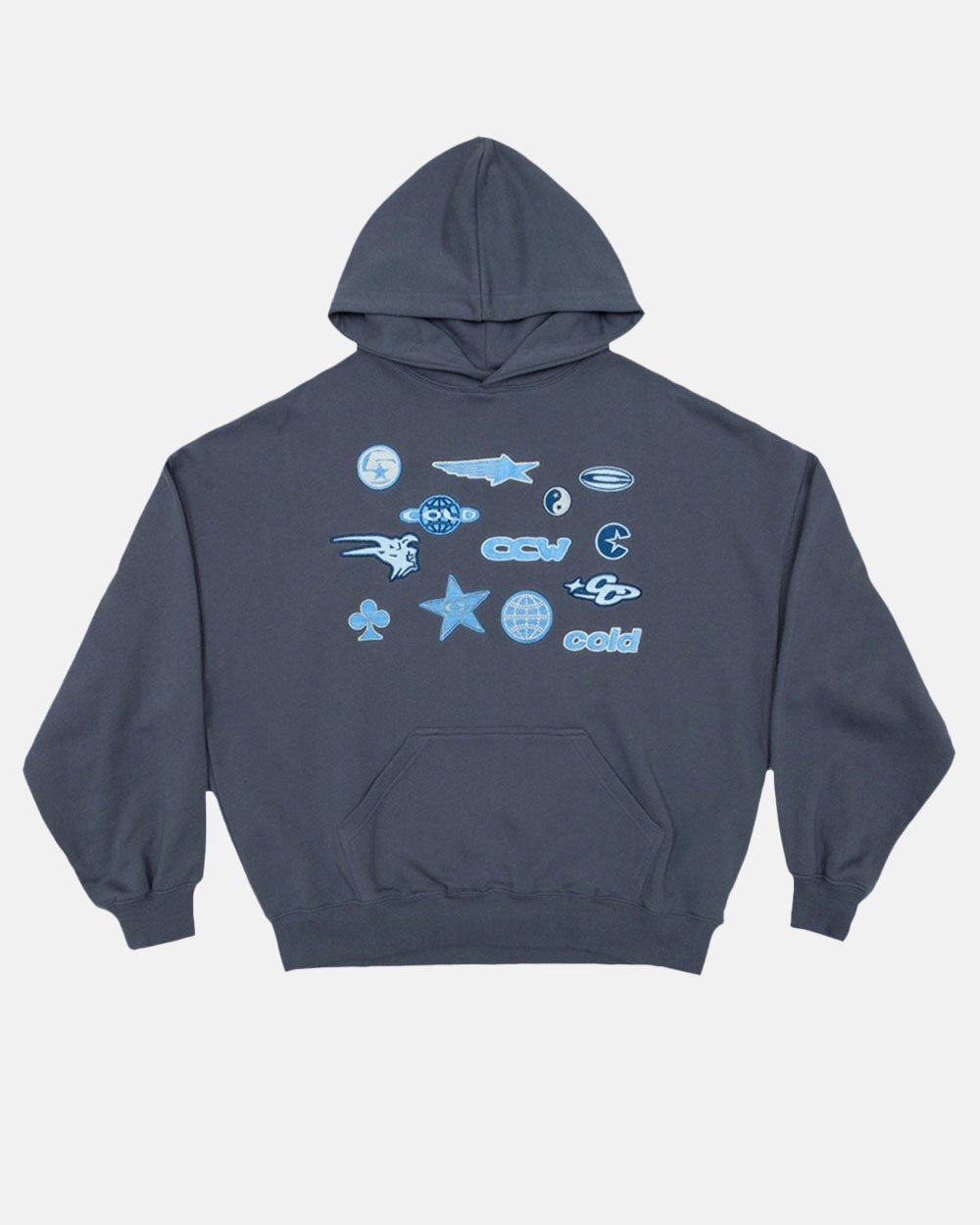 STICKERS HOODIE DARK BLUE - COLD CULTURE