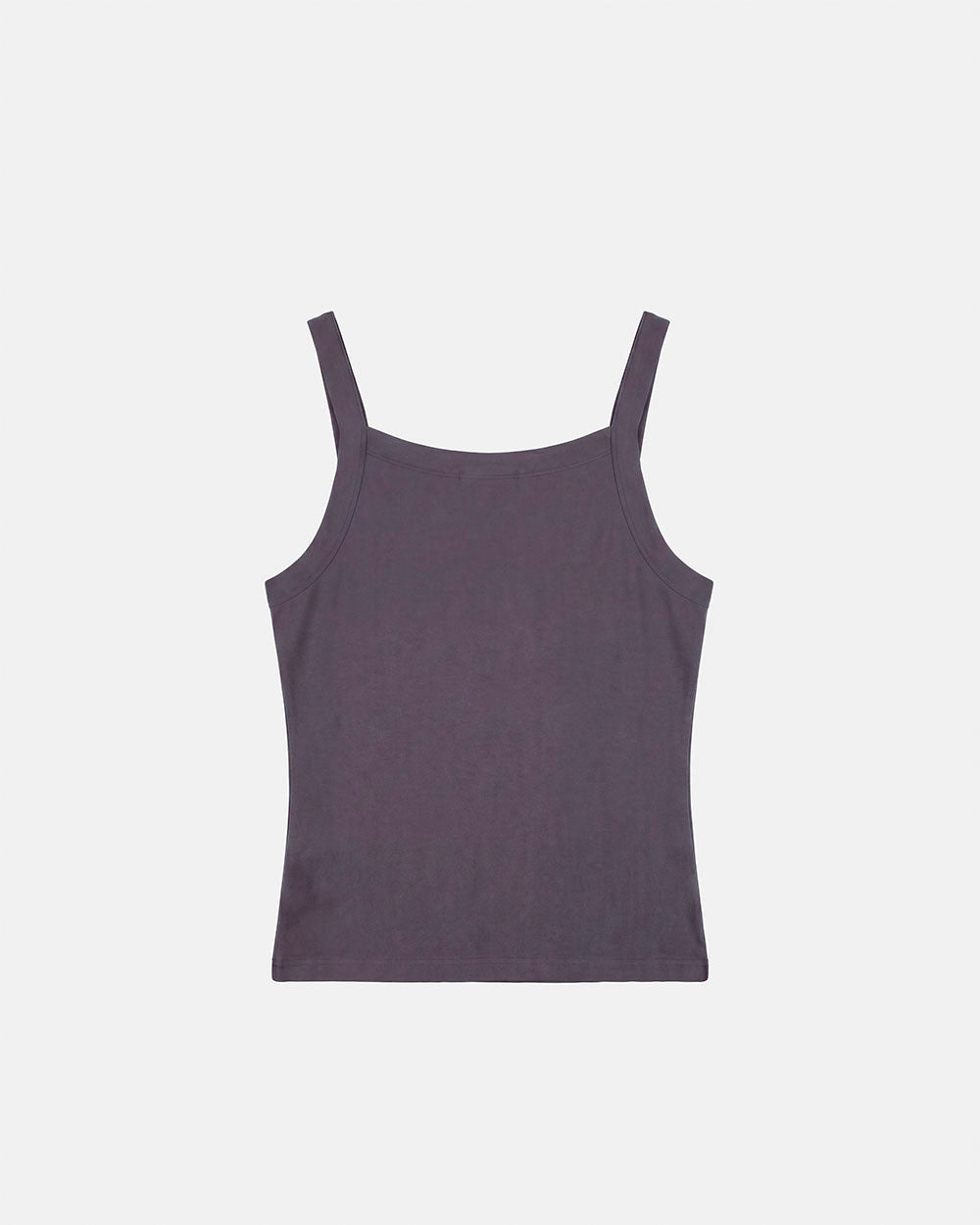 STRAPLINE TANK TOP DARK GREY - dark grey pleated tank top, back view - Cold Culture