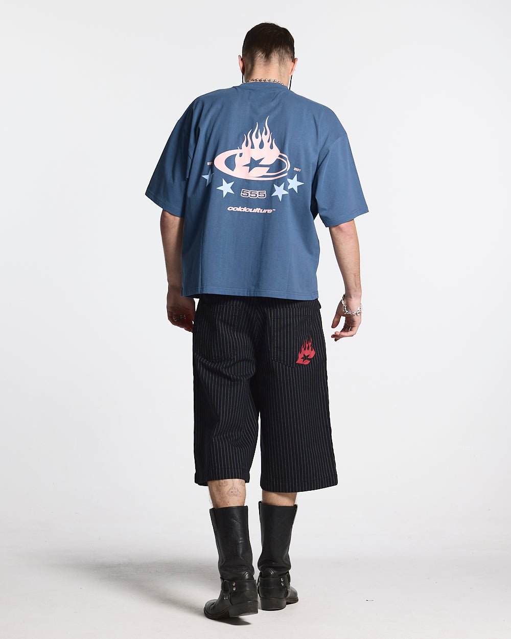 STRIPE FADE JORTS BLACK - COLD CULTURE