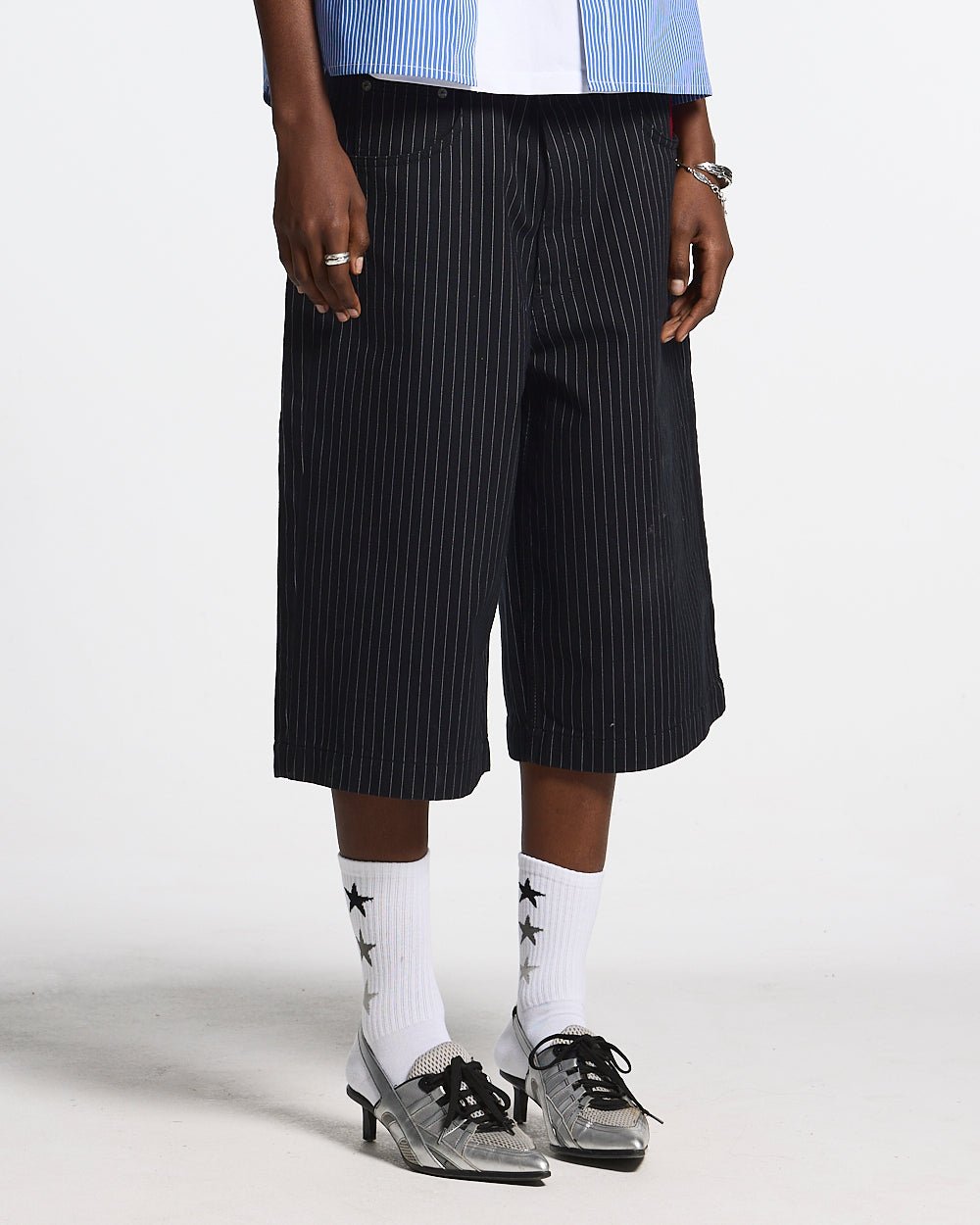 STRIPE FADE JORTS BLACK - COLD CULTURE