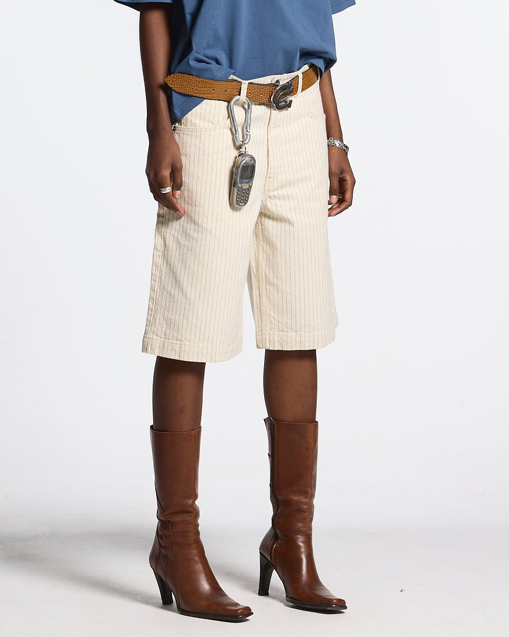 STRIPE FADE JORTS WHITE - COLD CULTURE